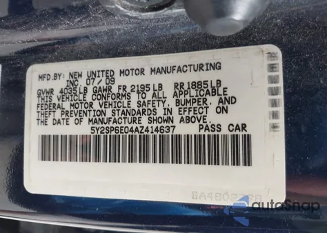 2010 Pontiac Vibe из США, поврежденный, VIN 5Y2SP6E04AZ414637